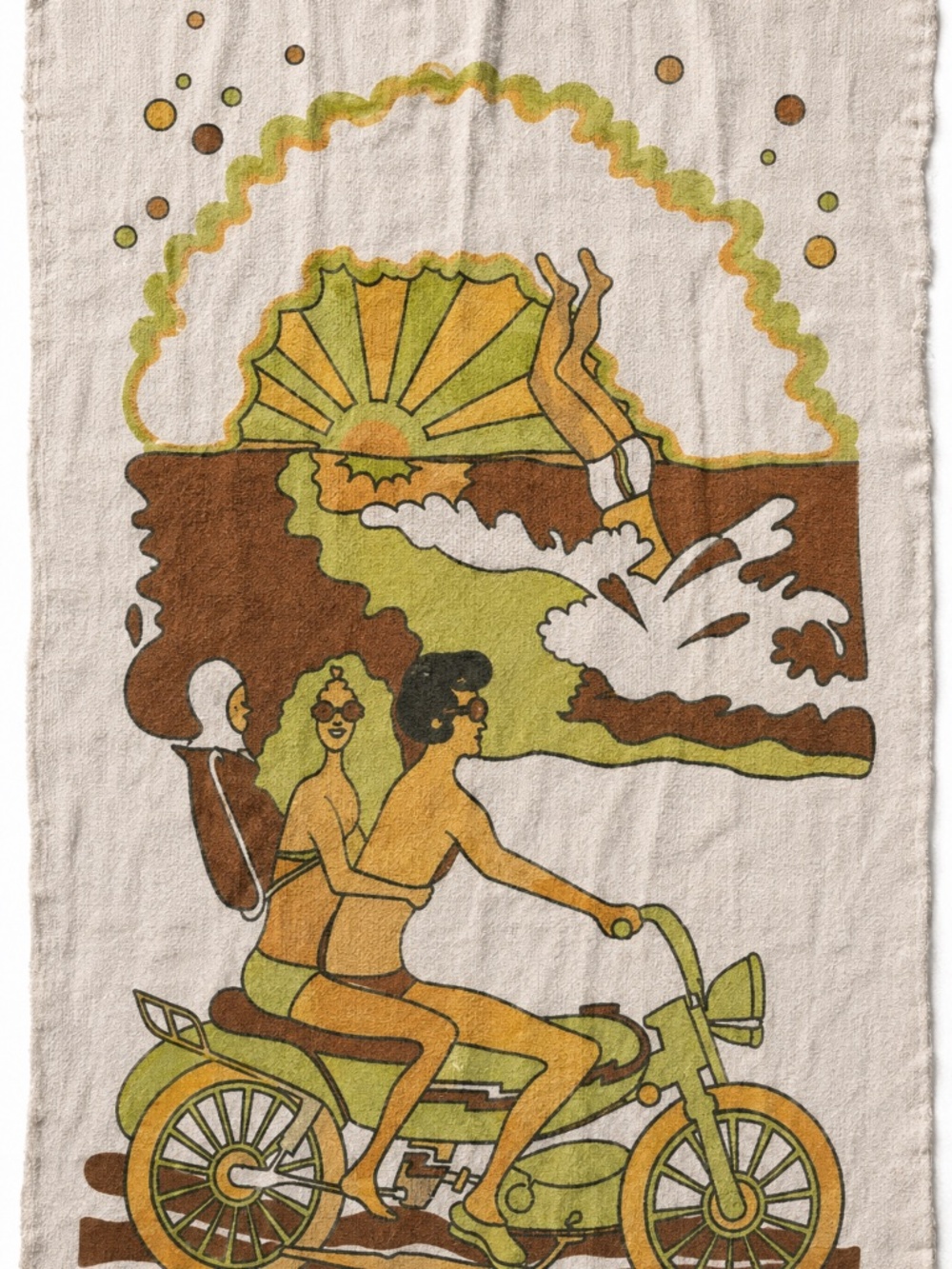 Vintage 70s Kmart Psychedelic Beach Towel | Hippie Butterfly Bird Retro Groovy